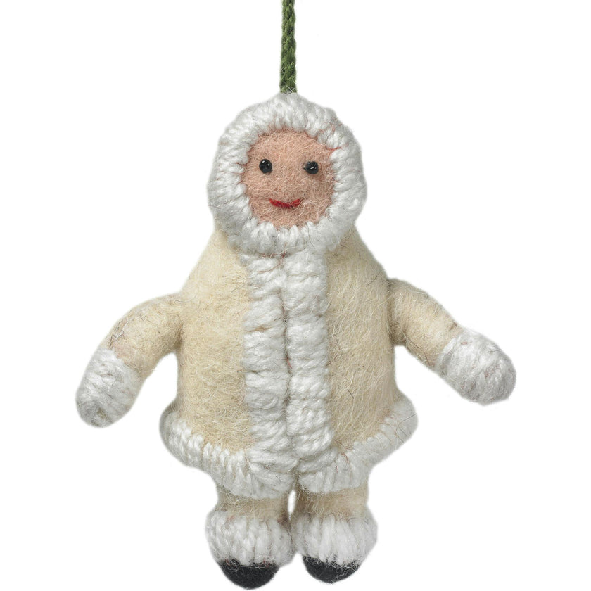 Handmade Felt Snowsuit Gal Christmas Ornament - Cream
