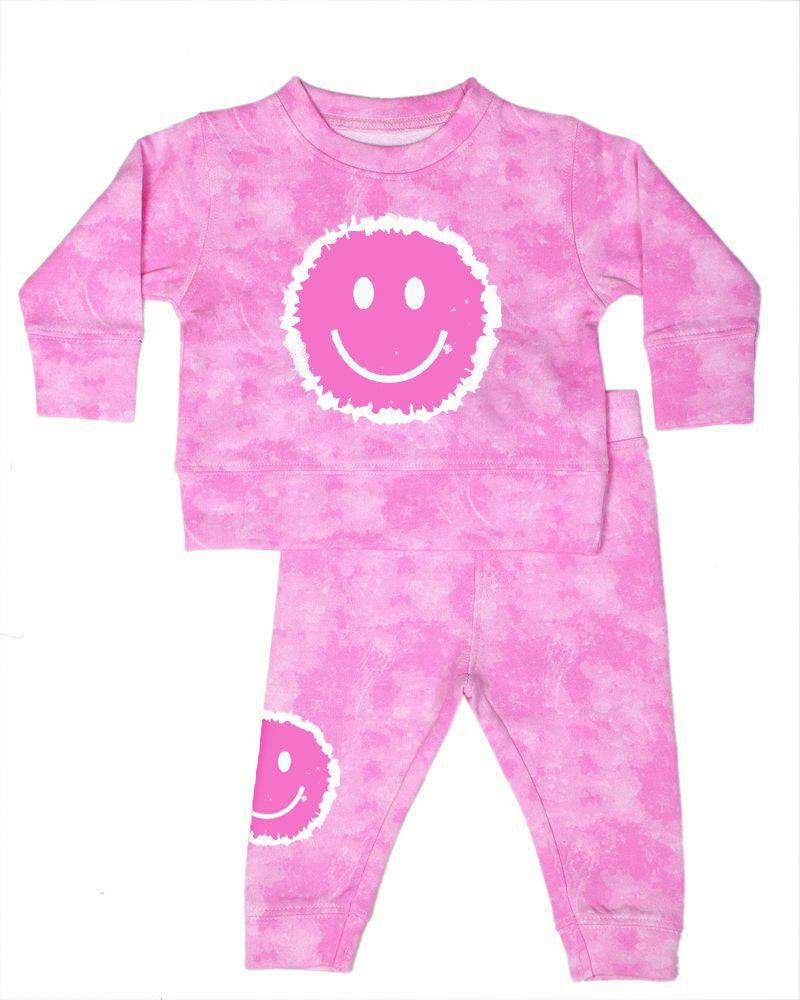 Baby Tie Dye Smiley Set - Pink