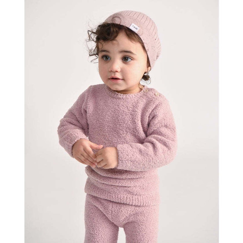 Baby Girls Fuzzy Crew Neck Long Sleeve Top