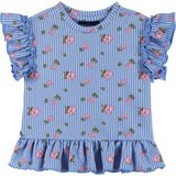 Infant Girls Knit Seersucker Top & Pant Set | Blue Floral
