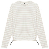 Ribbed Striped V Neck Tee With Bungee Rope