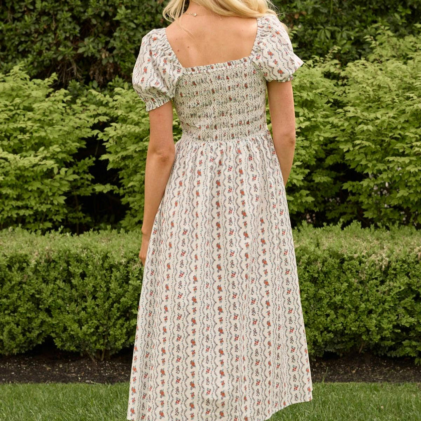 Sunday Best Dress in Linear Poppy Woodblock