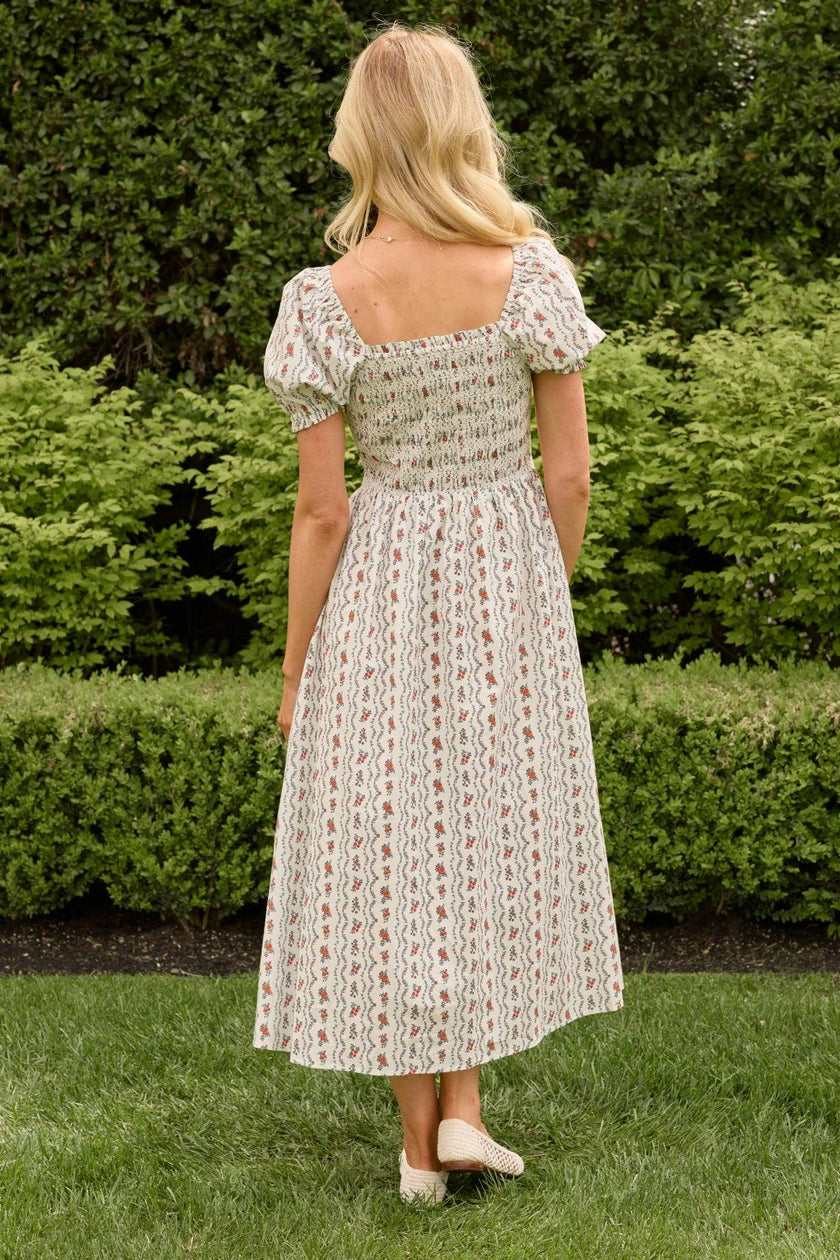 Sunday Best Dress in Linear Poppy Woodblock