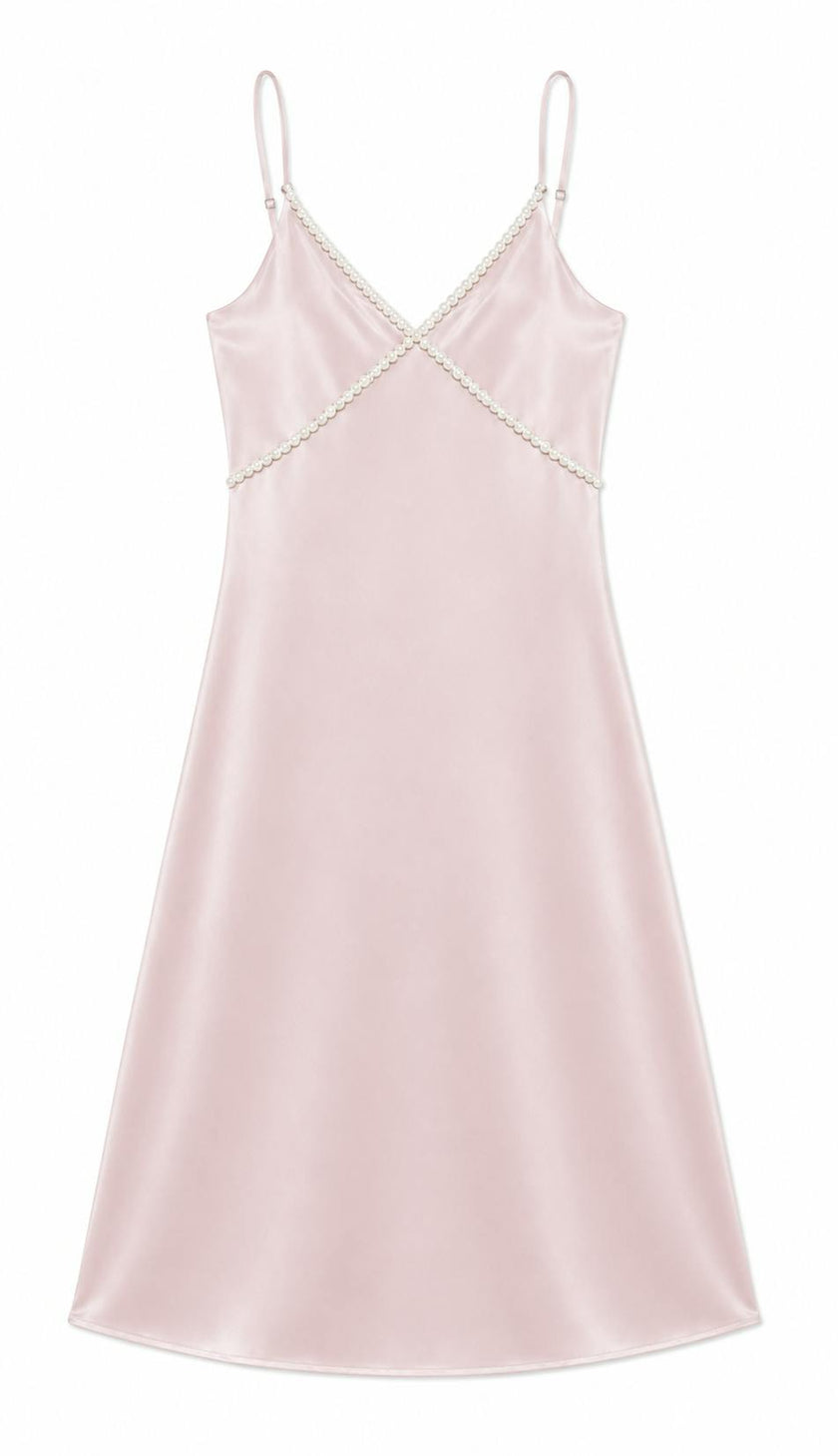 Miller Mauve Satin Maxi Dress With Lace Trim
