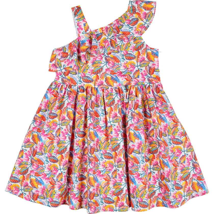 Leaf Print One Shoulder Dress
