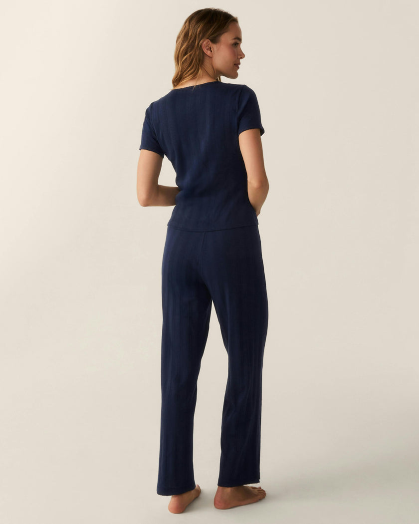 Women's Pointelle Pant in Navy