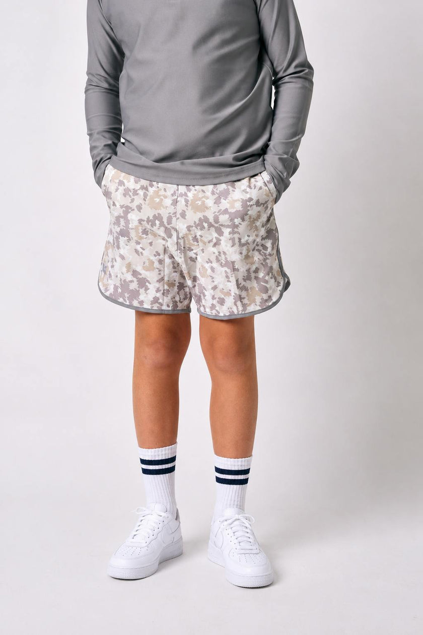 camo retro super short with gray piping