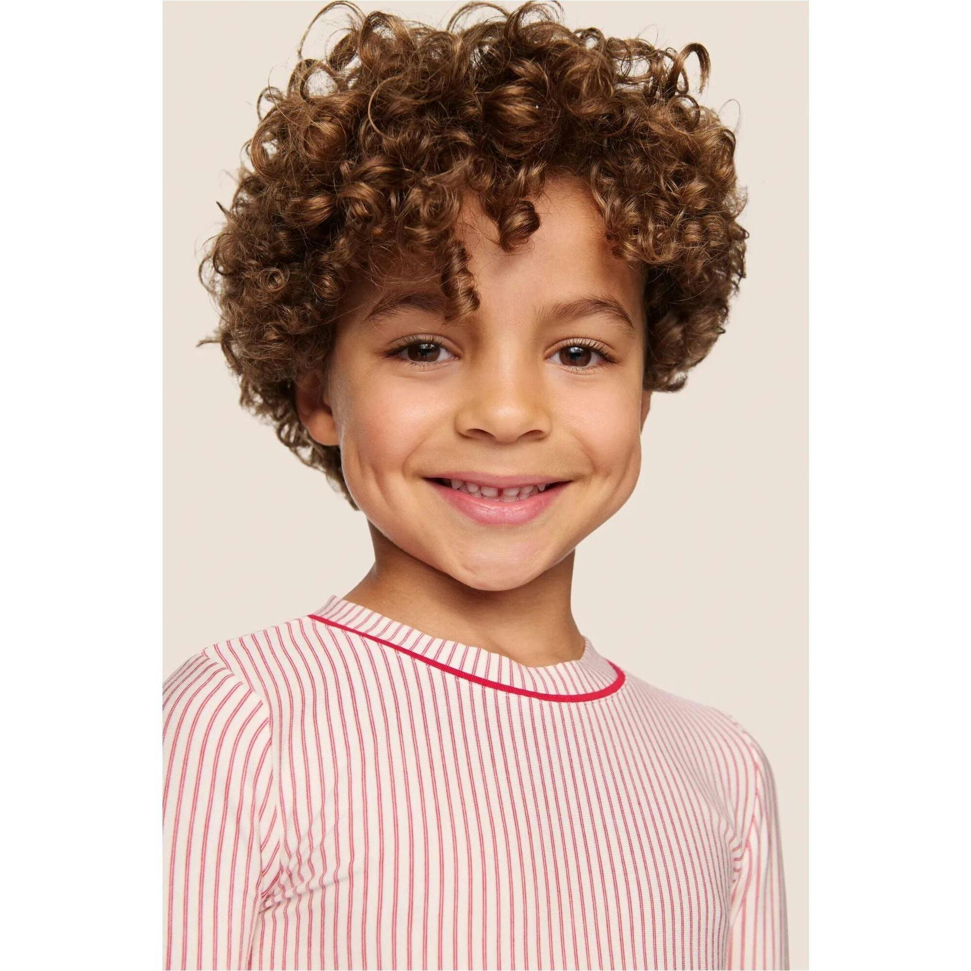 Kids Printed TENCEL Modal Unisex Long PJ Set, Red