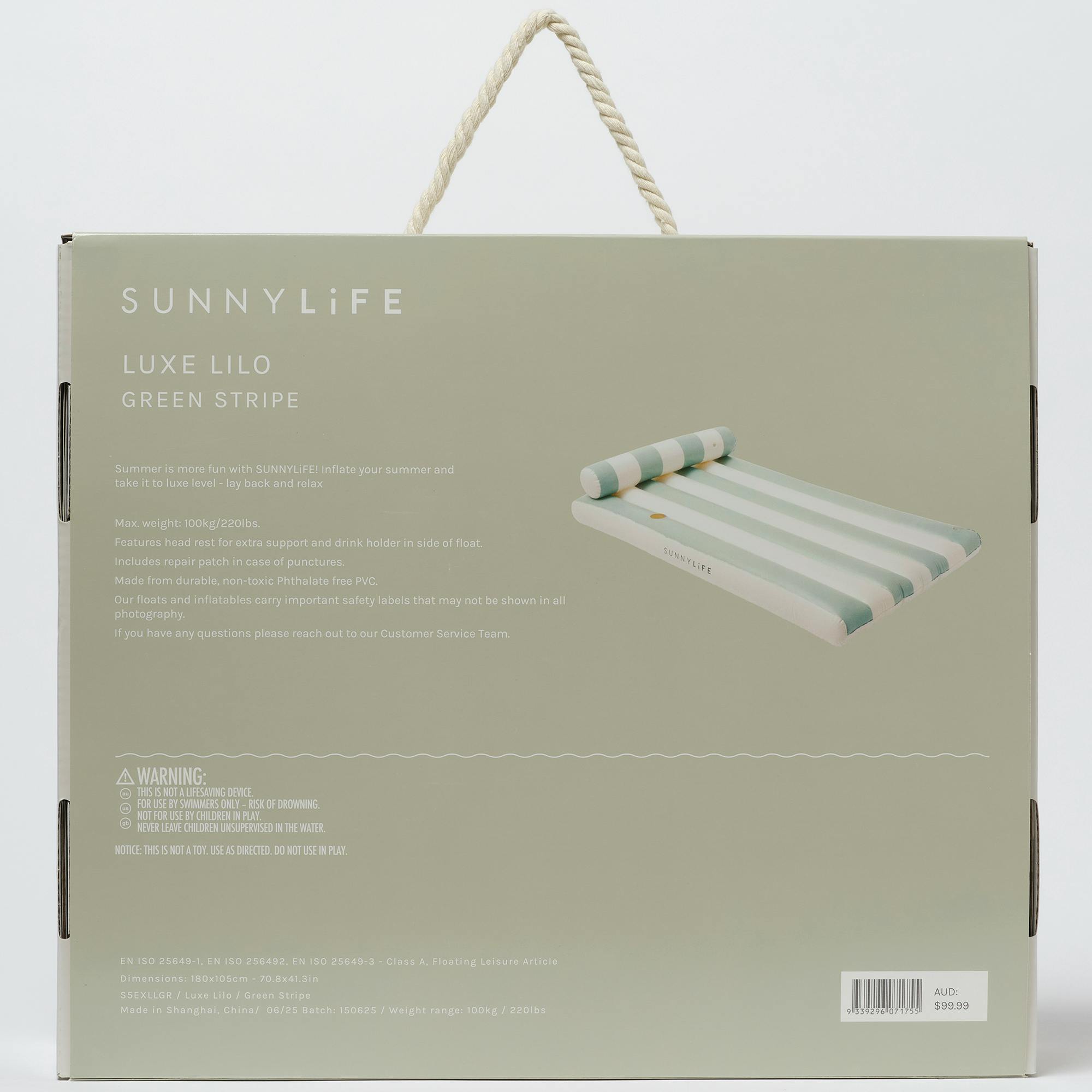Luxe Lilo: Green Stripe