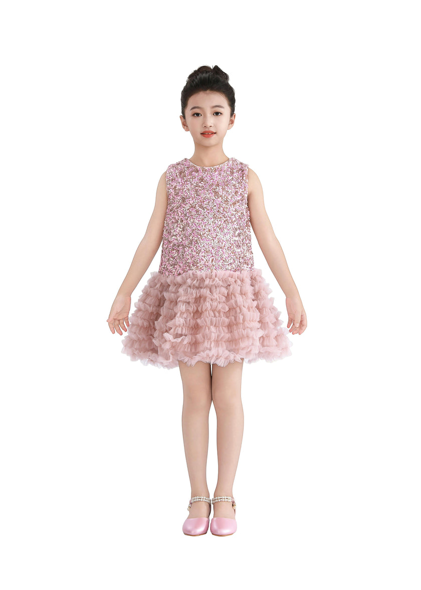 Pink Sequin & Tulle Party Dress