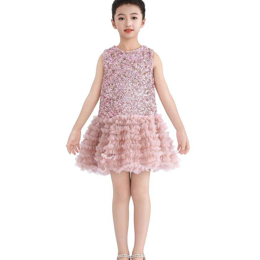 Pink Sequin & Tulle Party Dress
