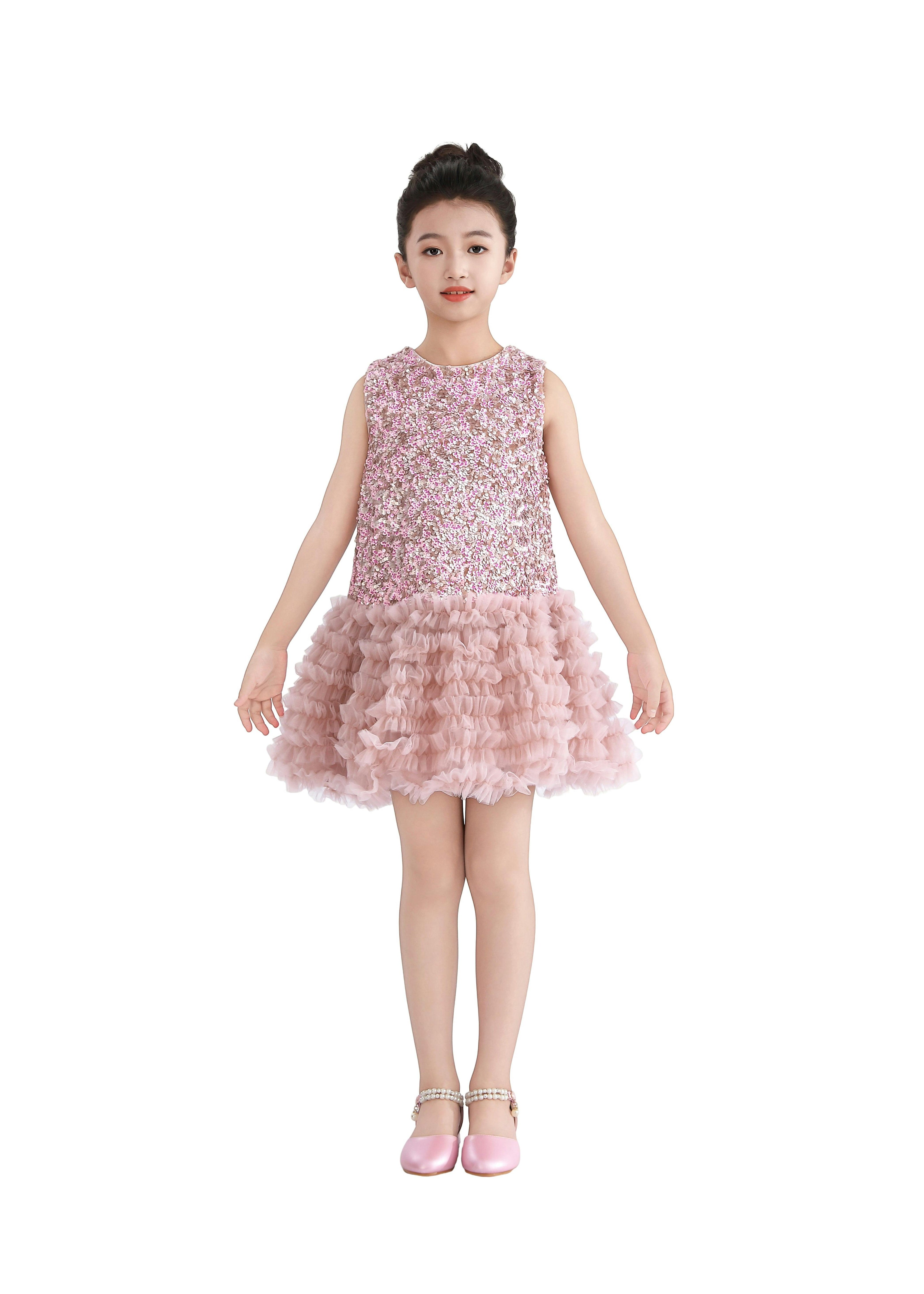 Pink Sequin & Tulle Party Dress
