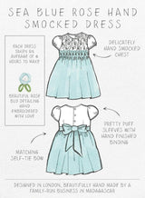 Rose Hand Smocked Dress in Sea Blue