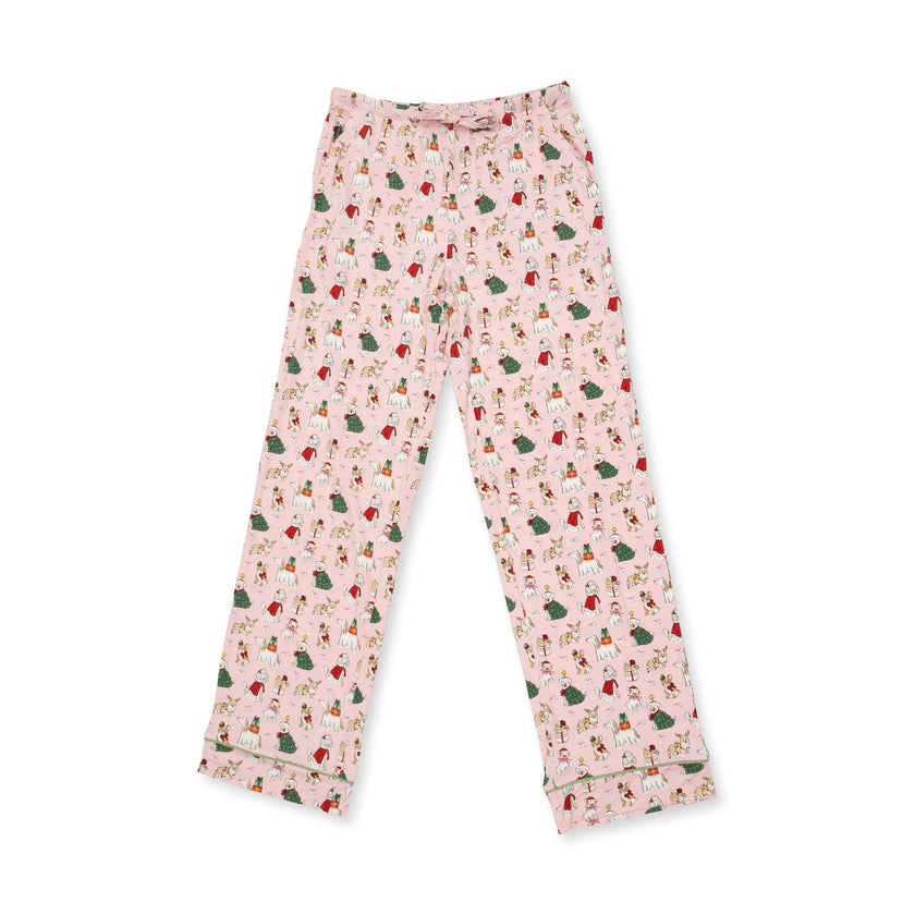 Christmas Dogs Pink - Adult Long Sleeve Coat Style and Pant with Pockets