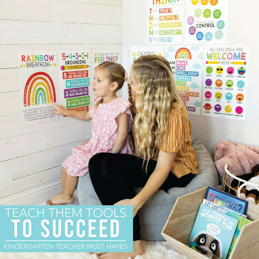 16-Piece Laminated Colorful Prek & Kindergarten Posters