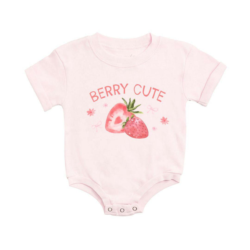 Berry Cute Strawberry Short Sleeve Romper - Ballet