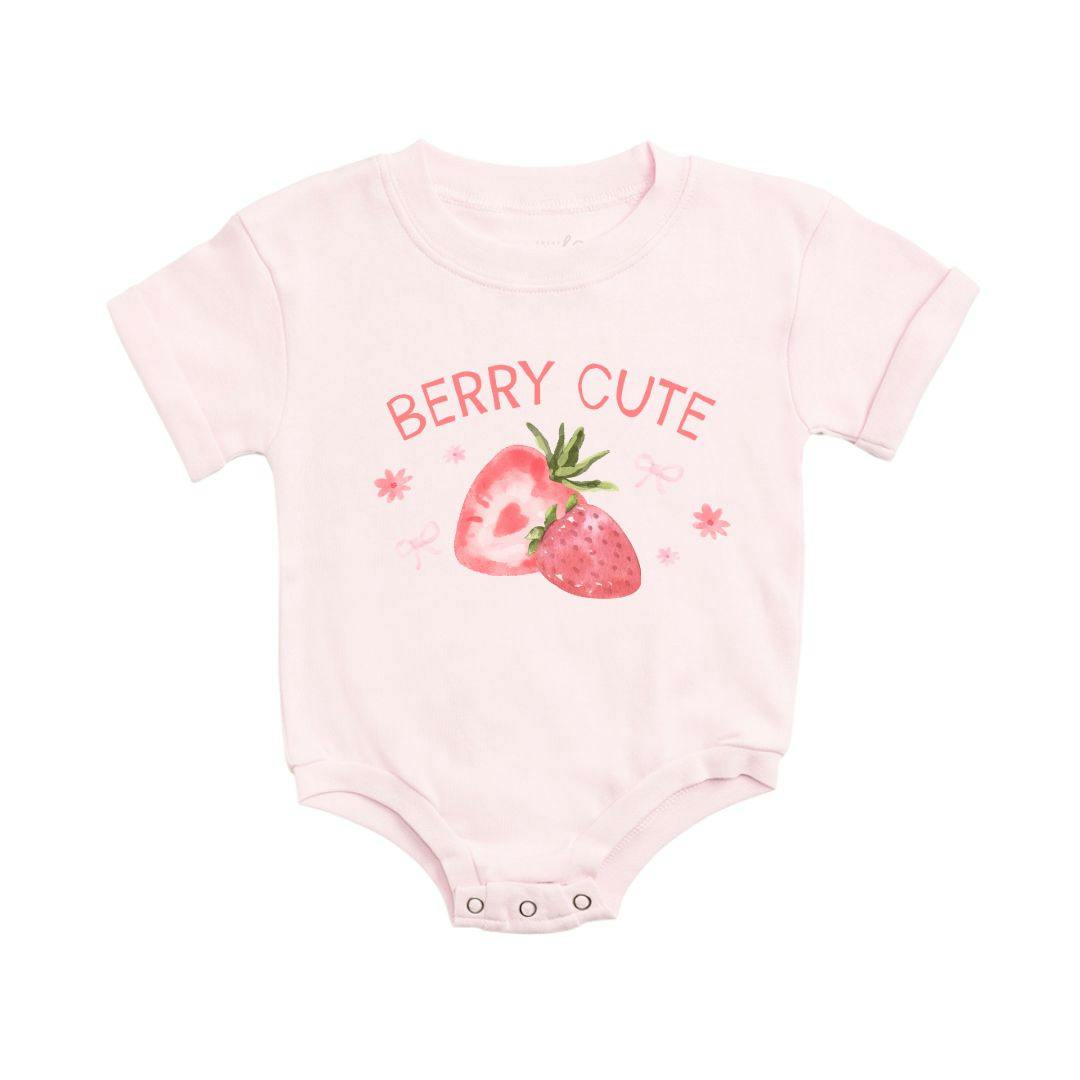 Berry Cute Strawberry Short Sleeve Romper - Ballet