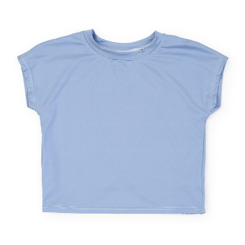 Sloane Girls' Short Sleeve Performance Top by LH Sport - Blue Stripes