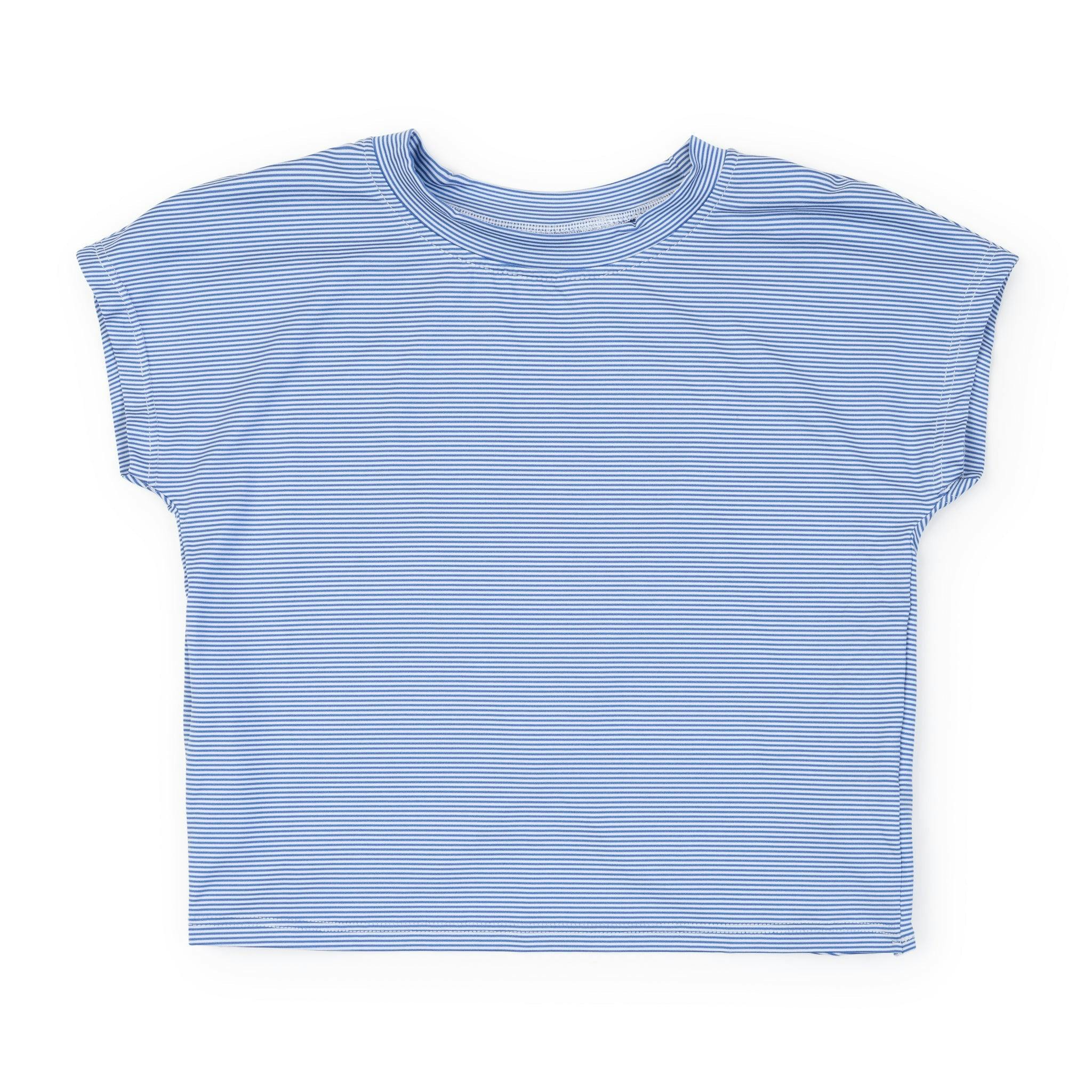 Sloane Girls' Short Sleeve Performance Top by LH Sport - Blue Stripes