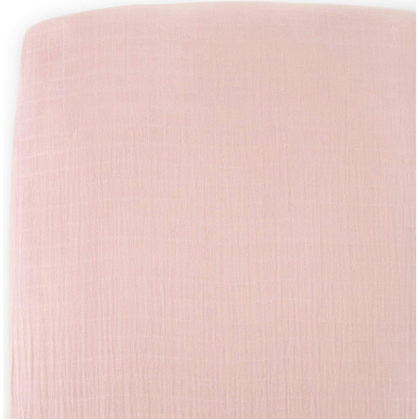 Cotton Muslin Crib Sheet - Light Pink