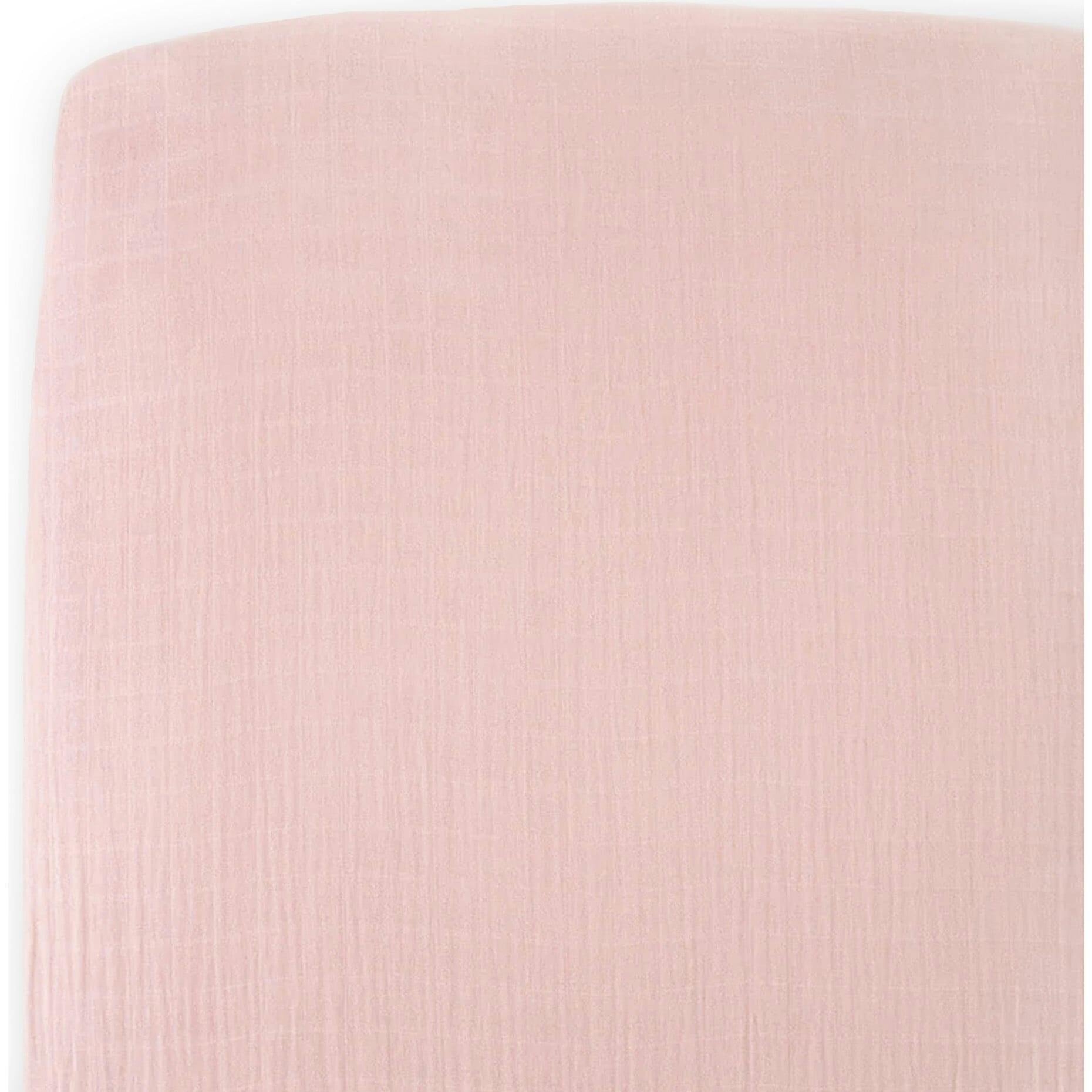 Cotton Muslin Crib Sheet - Light Pink