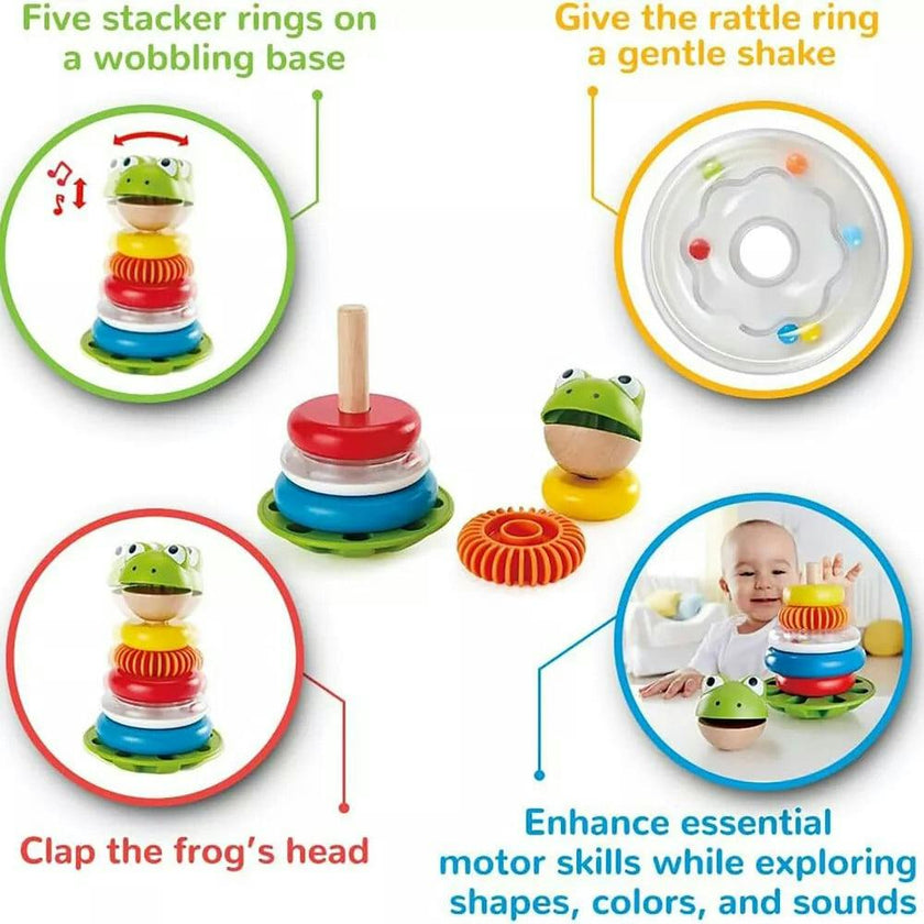 Hape: Mr. Stacking Rings - 5 Stacker Rings On A Wobbling Base