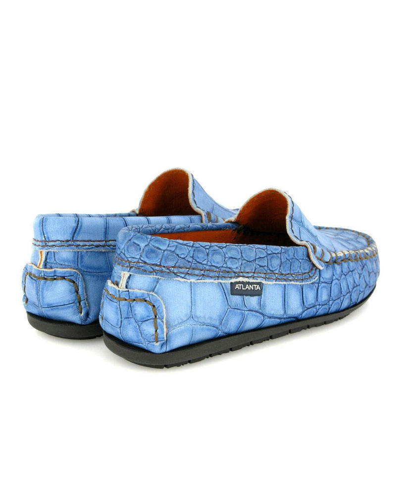 Plain 015 Walker Moccasins, Blue Egge Croco
