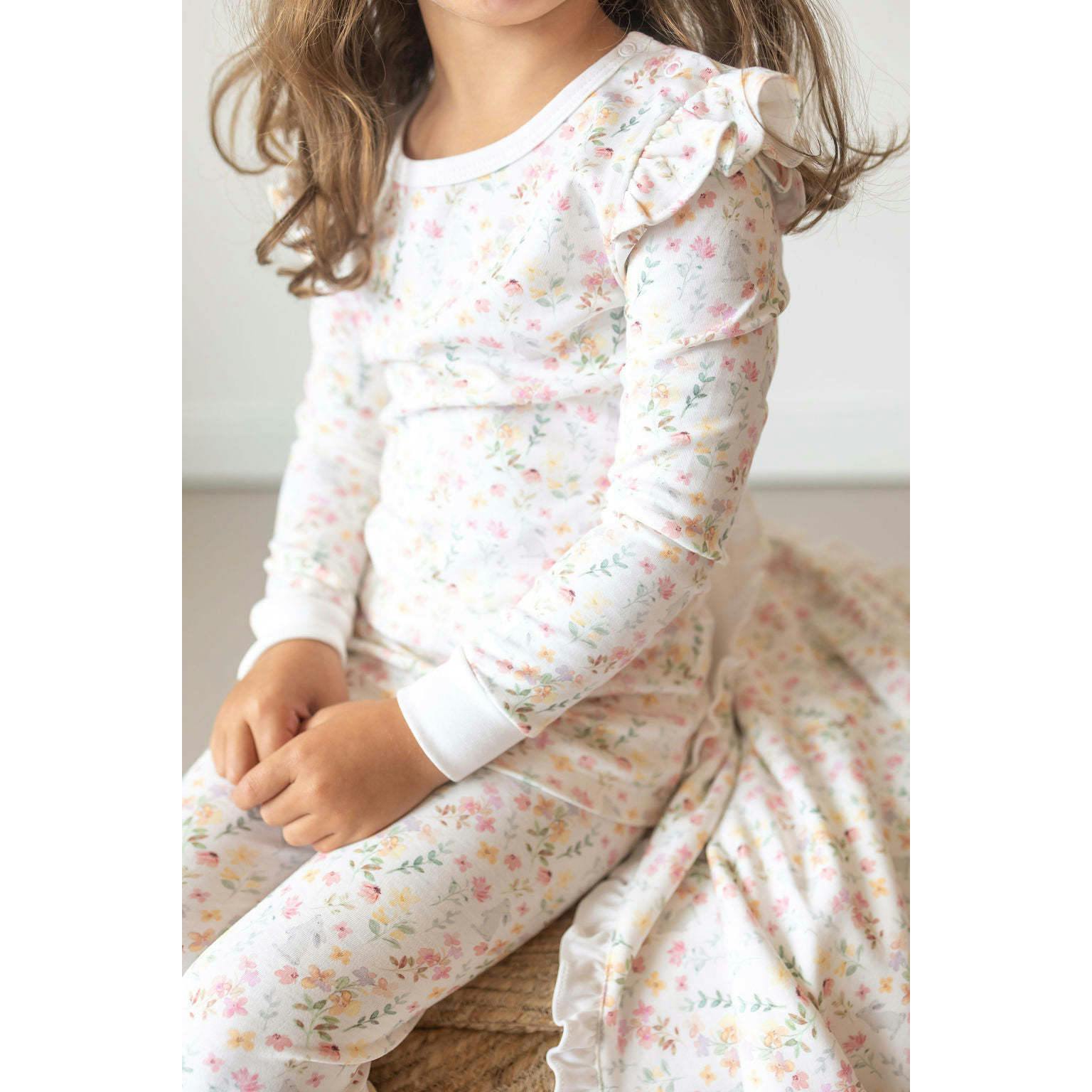Winter Flowers Pima Long Pajama Set