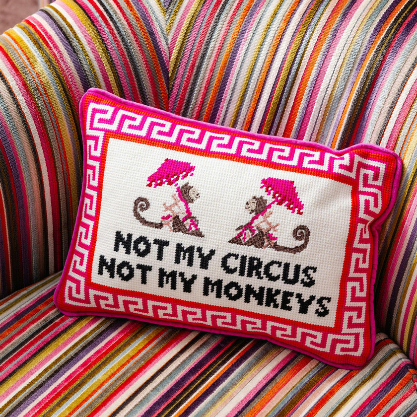 Not My Circus Needlepoint Pillow