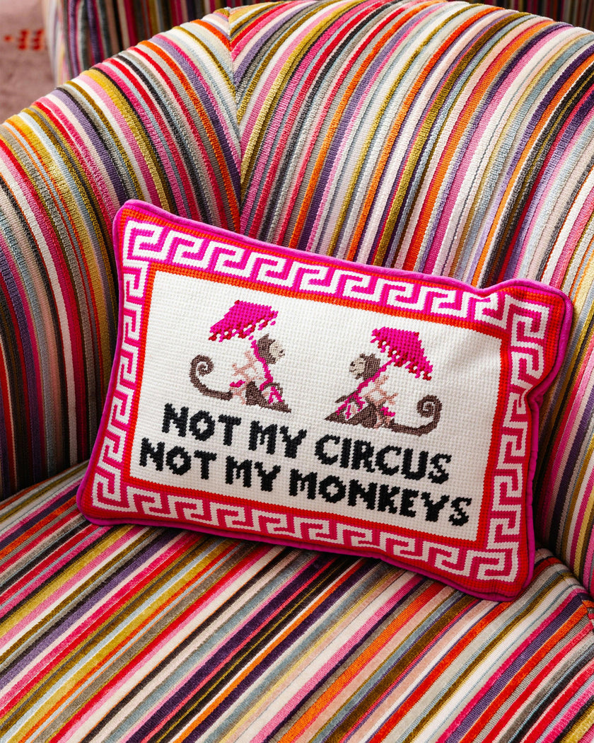 Not My Circus Needlepoint Pillow