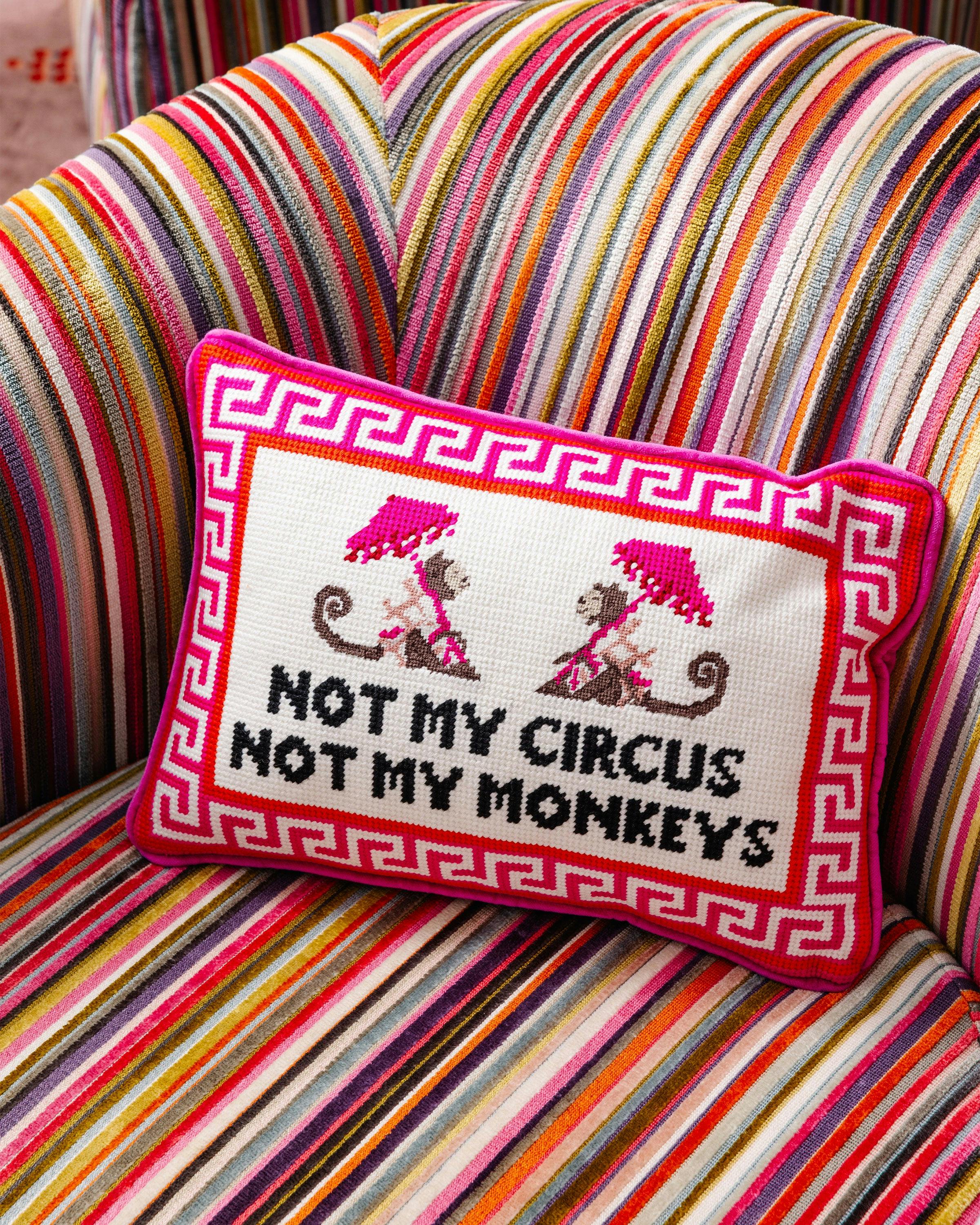 Not My Circus Needlepoint Pillow