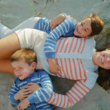 unisex regatta and light blue stripe knit cardigan