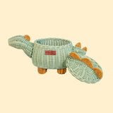 Dinosaur Handcrafted Rattan Storage Basket Mint Green - Small Wicker