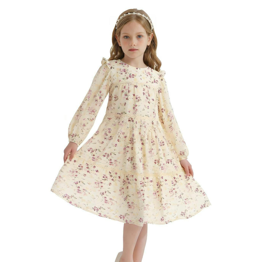 Ivory Floral Ruffle Dress