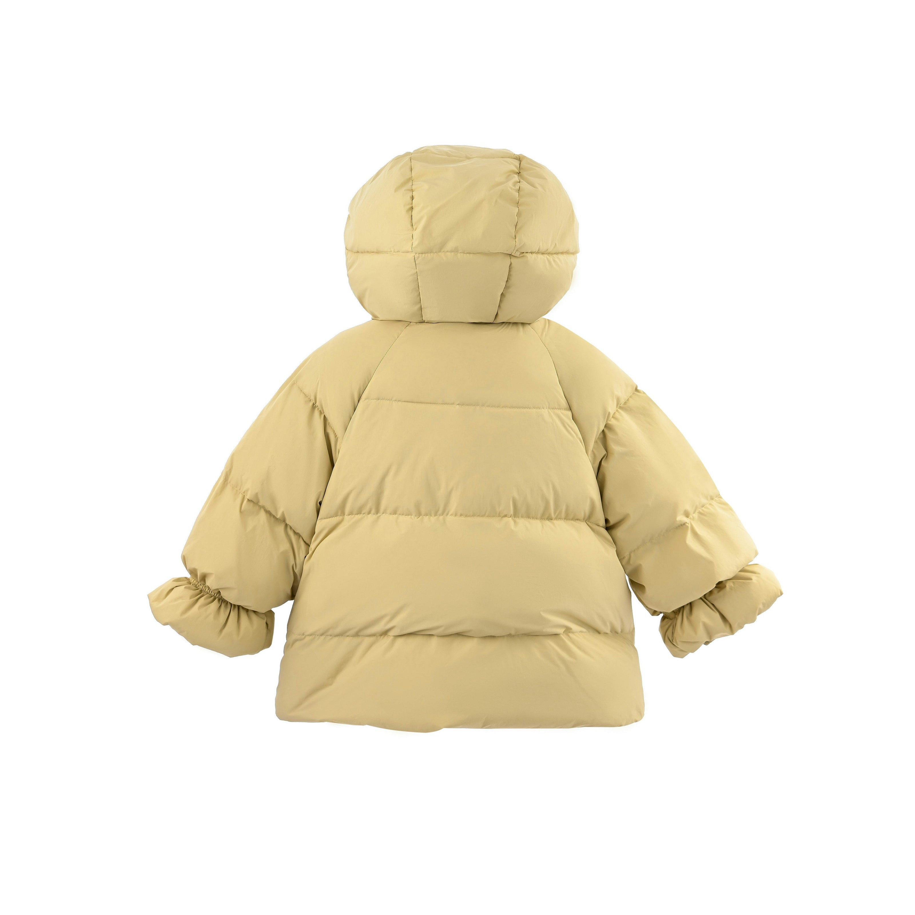Yellow Glow Heart-Pocket Puffer Jacket