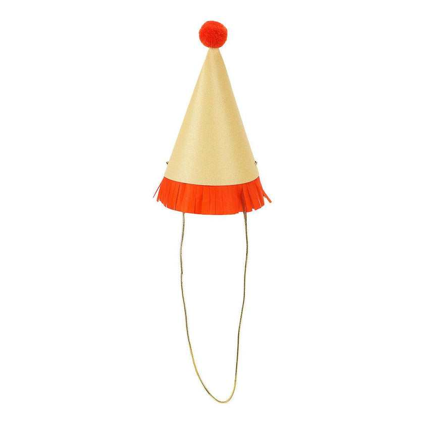 Packed Party Top Off the Fun Mini Glitter Party Hats Set of 8 - Shimmering Glitter Hats with Pom Pom Tops and Gold Elastic Straps, One Size Fits All