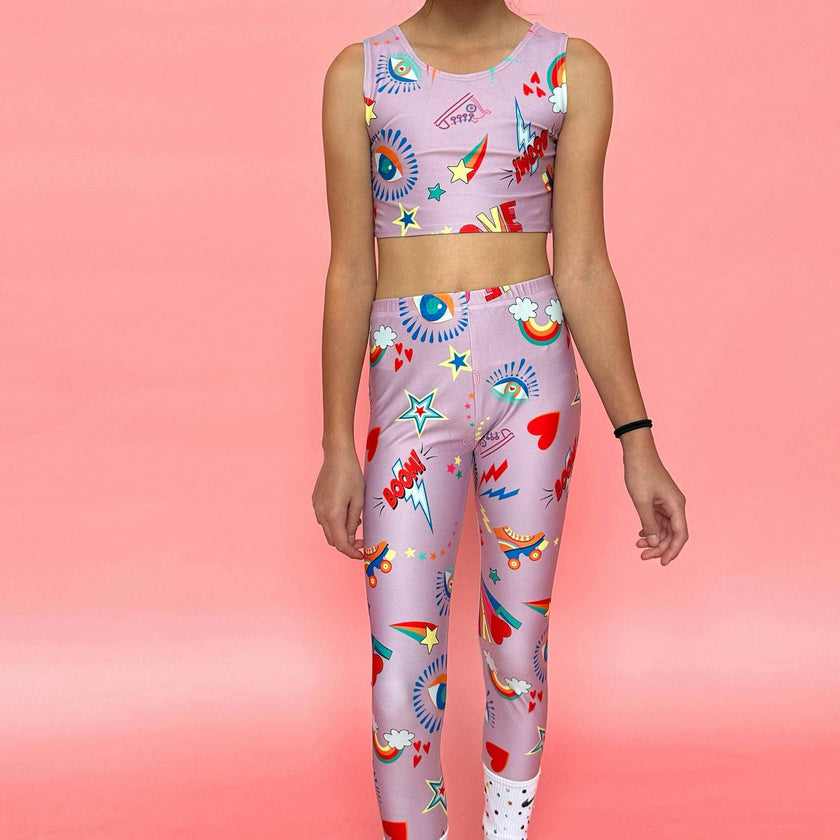 Good Vibes Crop Tank And Legging Sport Set