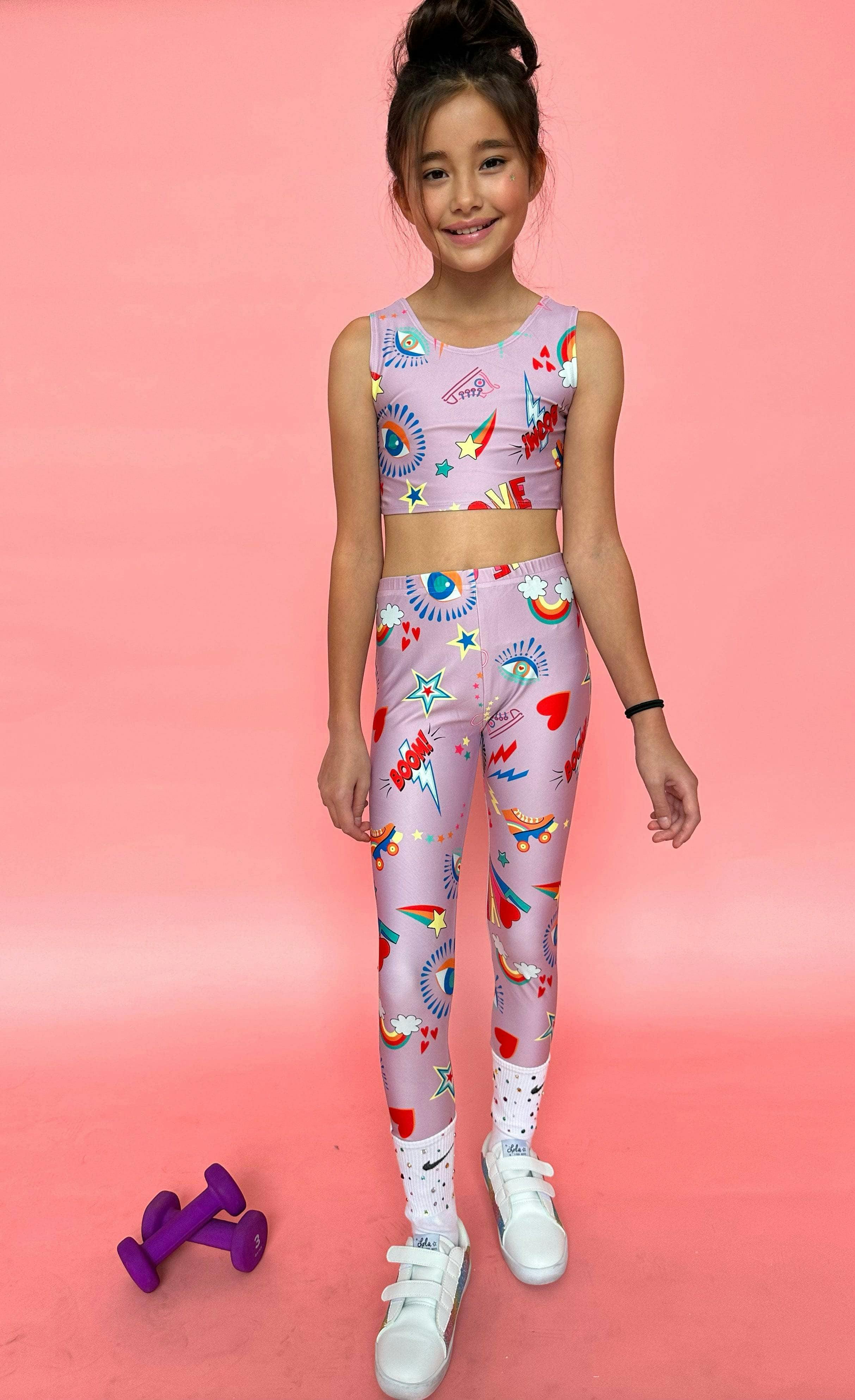 Good Vibes Crop Tank And Legging Sport Set