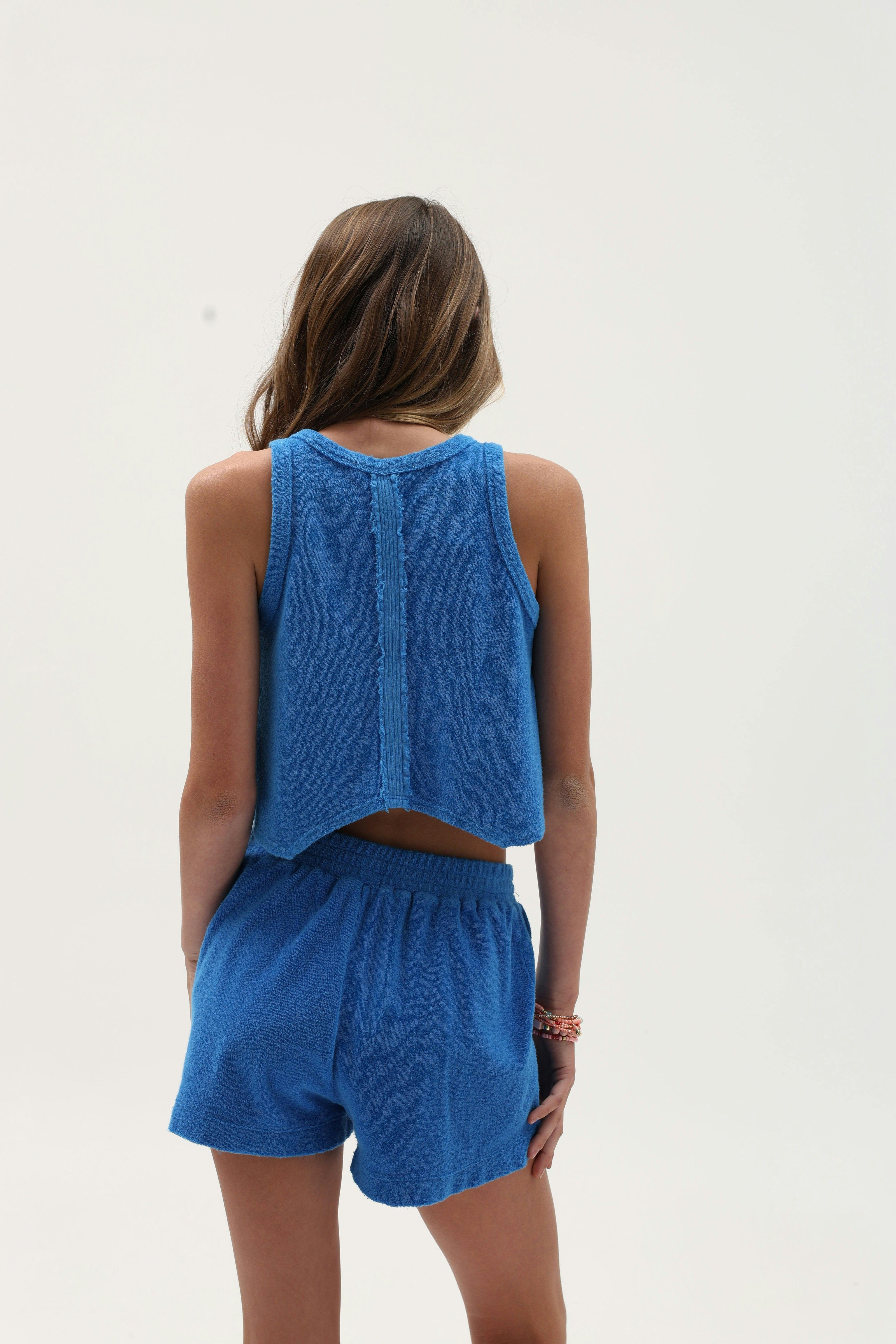 Terry Cloth Racerback Flutter Tank