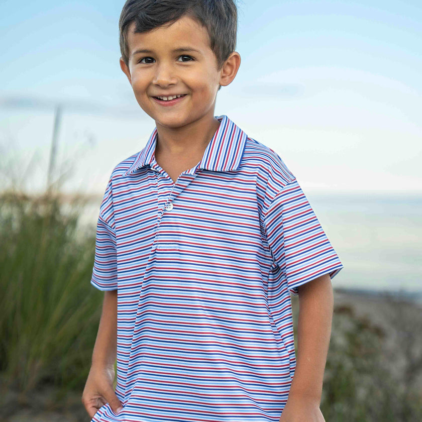 Stripe Print Performance Knit Polo