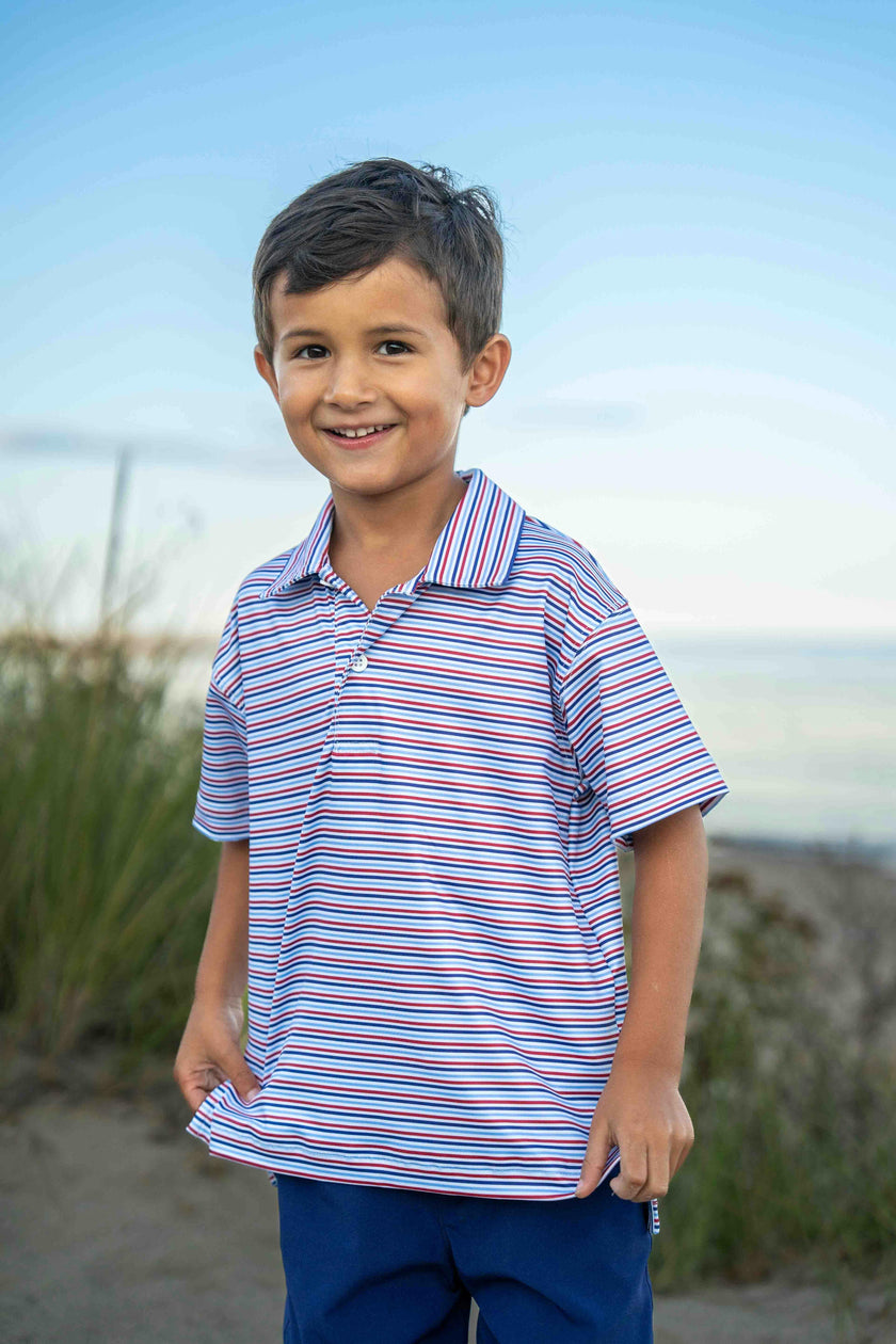 Stripe Print Performance Knit Polo
