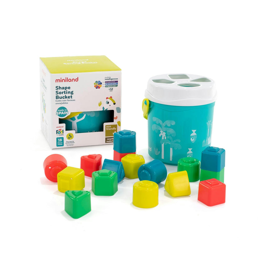 Feel to Learn:&nbsp;Turquoise shape sorting bucket