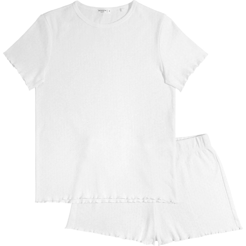 Women's Pima Pointelle Shirt & Short Pajamas Set