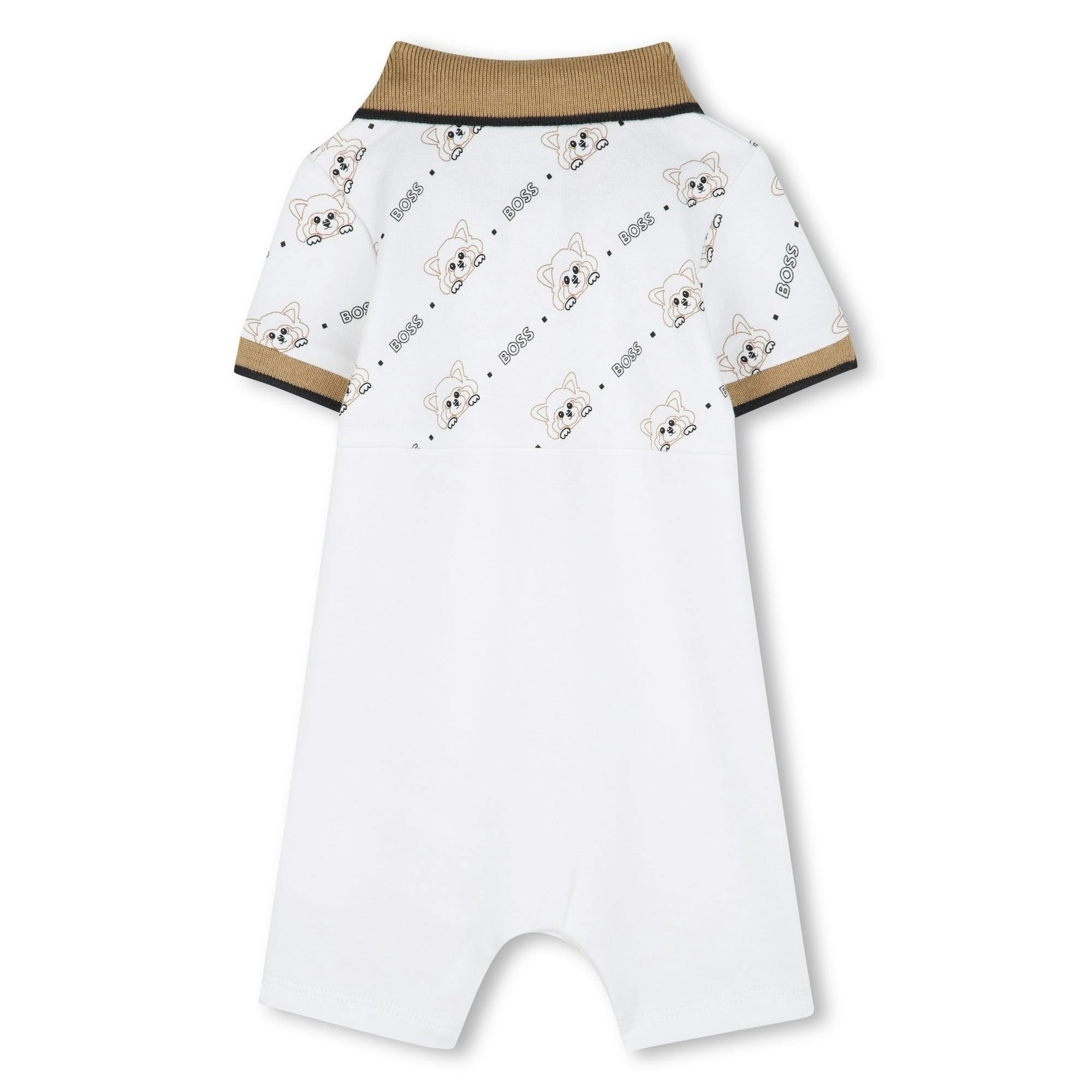 Beige Colorblock Logo Shortie