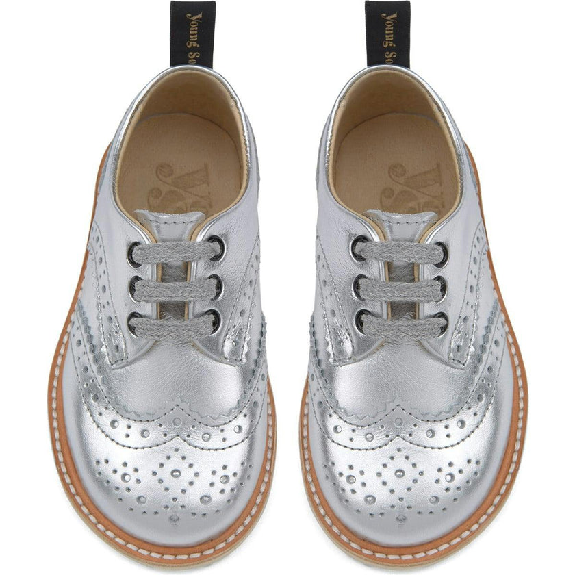 Brando Brogue Shoe Silver Leather, Silver