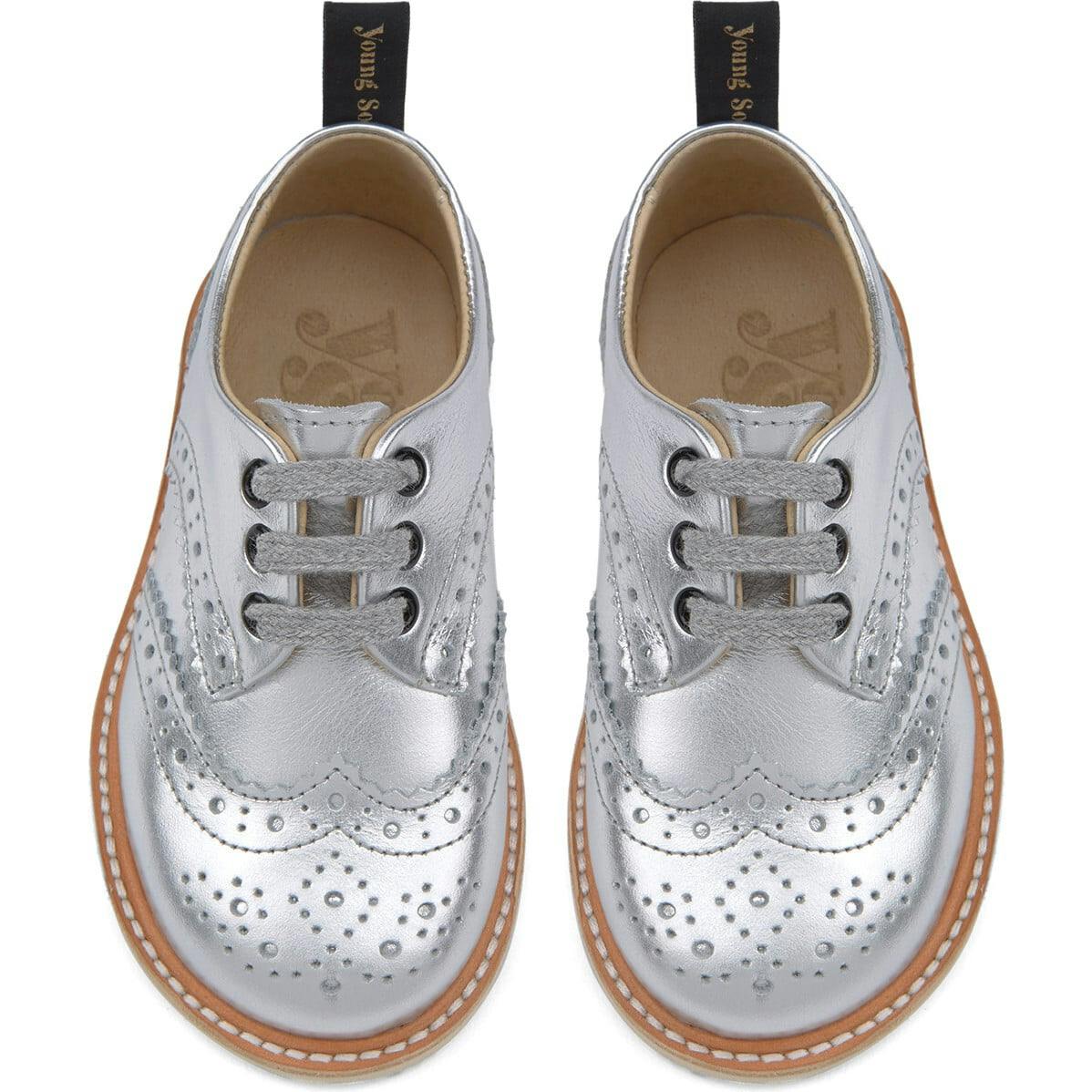 Brando Brogue Shoe Silver Leather, Silver