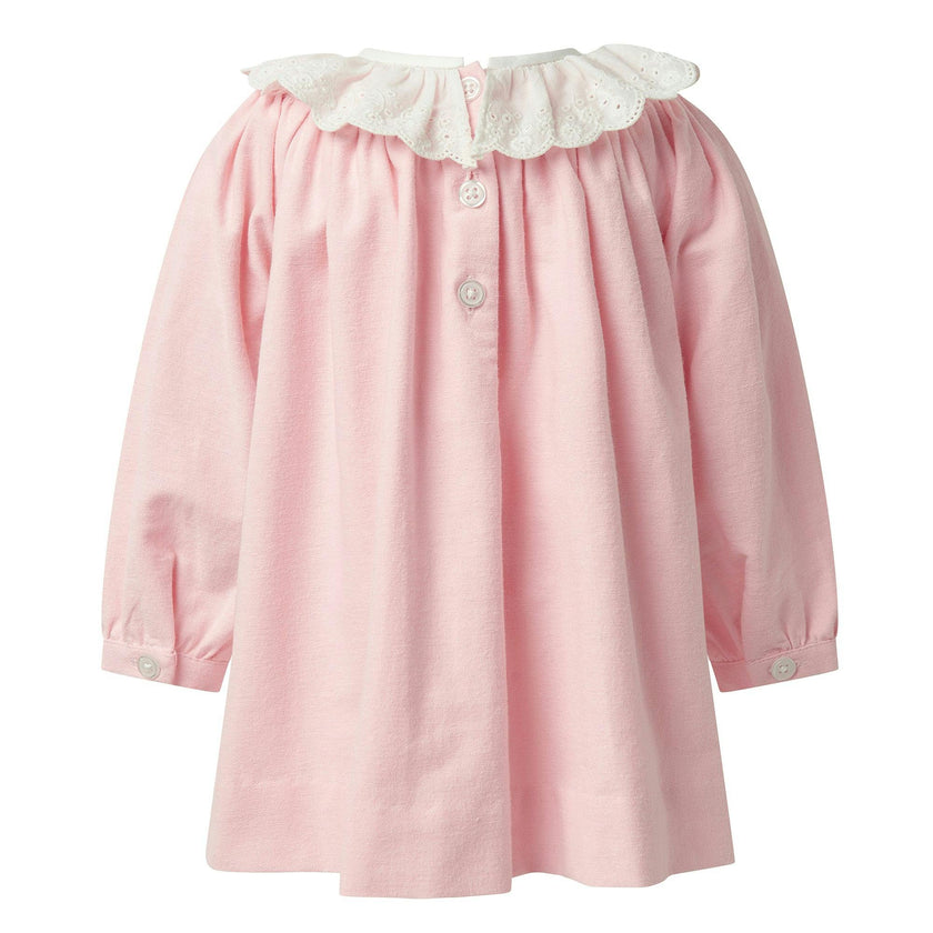 Flannel Dress with Broderie Collar