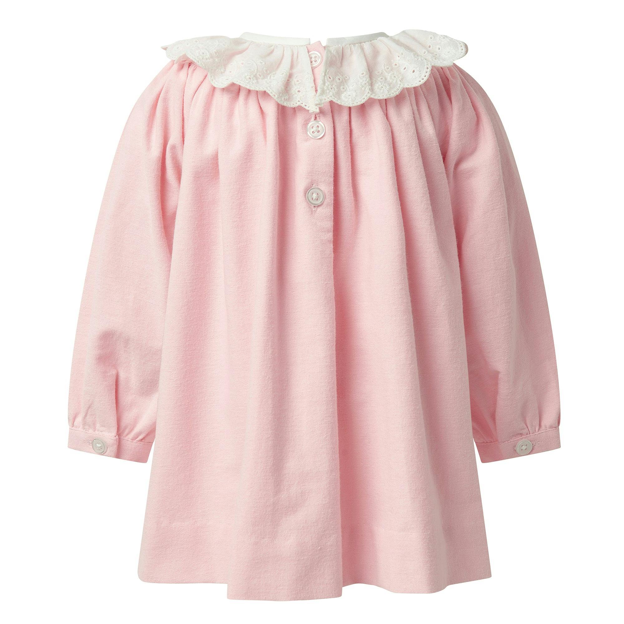 Flannel Dress with Broderie Collar