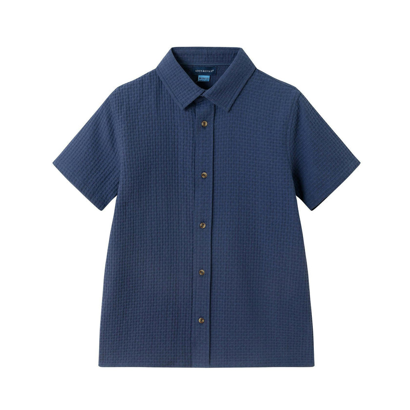Tween Boys Basket Weave Buttondown Shirt | Navy