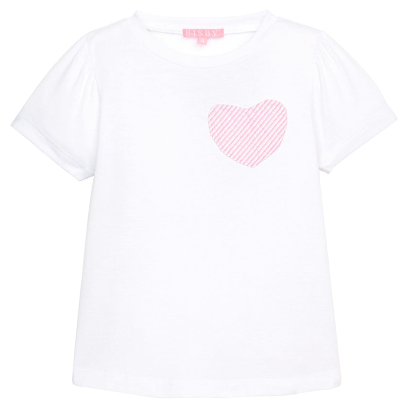 Essential Tee - Pink Seersucker Heart